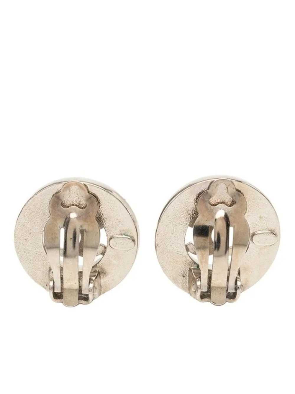Chanel Vintage CC Logo Earrings Silver Metal